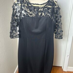 Eliza J Black Floral Lace Long Sleeve Dress